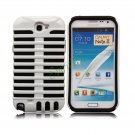 3D Microphone Combo Silicone PC Case Cover for Samsung Galaxy Note 2 N7100 White