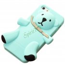Cute 3D Cartoon Baby Bear Silicone Soft Back Cover Case For Apple Iphone 5 Light Green