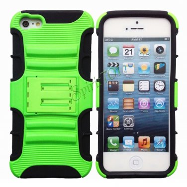 2 in 1 Combo Silicone PC Stand Holder Protective Case Cover for iPhone 5 Green