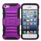 2 in 1 Combo Silicone PC Stand Holder Protective Case Cover for iPhone 5 Purple