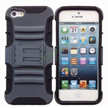 2 in 1 Combo Silicone PC Stand Holder Protective Case Cover for iPhone 5 Grey