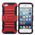 2 in 1 Combo Silicone PC Stand Holder Protective Case Cover for iPhone 5 Red