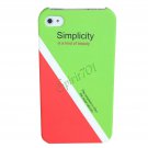 Fresh Style Simple Color Lump Frosted Hard Case Slim Cover for iPhone 4 4S Green & Red Inclined