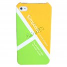 Fresh Style Simple Color Lump Frosted Slim Cover for iPhone 4 4S Yellow & Green Inclined