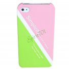 Fresh Style Simple Color Lump Frosted Slim Cover for iPhone 4 4S Pink & Green Inclined