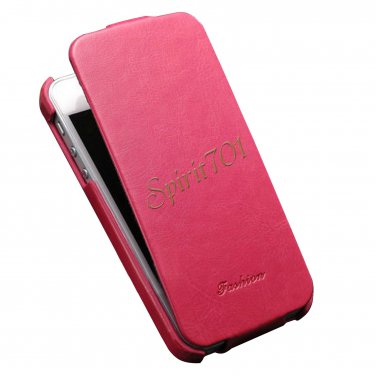 Supper Slim Luxury Retro PU Leather Flip Case Cover for iPhone 5 Rose