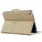 Fashion Leopard PU Leather Stand Case Card Holder Cover for iPad Mini Beige