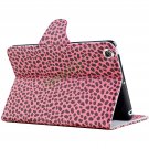 Fashion Leopard PU Leather Stand Case Card Holder Cover for iPad Mini Rose