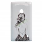 Pencil Sketch Girl TPU Gel Cartoon Case Protective Cover for Nokia Lumia 520