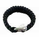 Camping Hiking Steel Buckle Paracord Survival Bracelet Wristband Black
