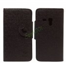 Candy TPU PU Leather Wallet Case Flip Stand for Samsung Galaxy S3 Mini I8190 Black