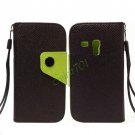 Contrast Candy Color TPU PU Leather Wallet Case Flip Cover for Samsung Galaxy S3 Mini I8190 Black