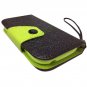 Contrast Candy Color TPU PU Leather Wallet Case Flip Cover for Samsung Galaxy S3 Mini I8190 Black
