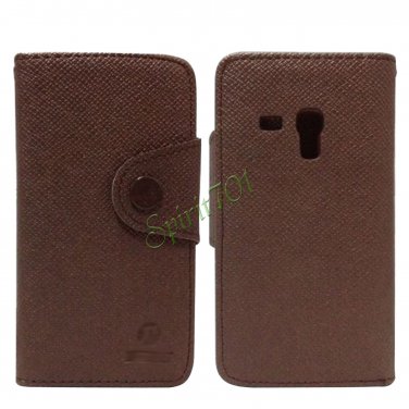 Contrast Candy Color TPU PU Leather Wallet Case Cover for Samsung Galaxy S3 Mini I8190 Coffee