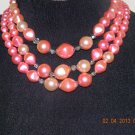Pink 3 Strand Beaded Necklace