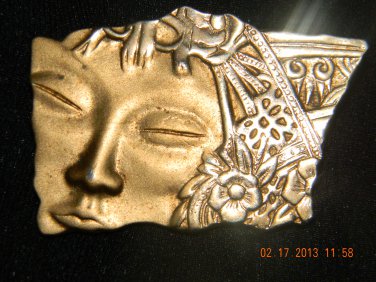 Rectangular Gold Toned Brooch