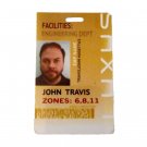 'Sleepless' John Travis 'Engineering Dept' plast I.D. tag Screen Used prop W/COA