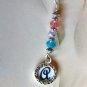 Key Ring Initial A Pink Blue Crystals Key Chain