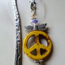 Bookmark Peace Sign Yellow White Crystal