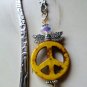 Bookmark Peace Sign Yellow White Crystal