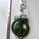 Bookmark Peace Sign Green White Crystal