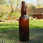 Antique Vintage Brown Amber Bottle-39a