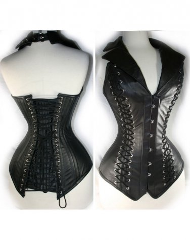 Bondage Corset ex strong lace back faux leather