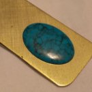 Antique Brass Money Clip with Huge Turquoise Focal Piece