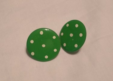 Vintage Green Dot Earrings