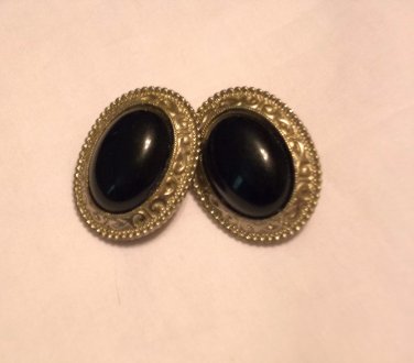 Onyx and Silver Vintage Earrings