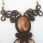 Macrame black with brown stone