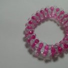 Pink And Clear  Tri- Beaded Bracelet
