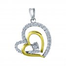 0.25ct CZ Sterling Silver Two-Tone Heart 14k Yellow Gold Plated Pendant Necklace (K1355-025W-CZ-SS)