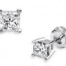 0.05 ct Princess Diamond Solitaire Basket Single Stud Earring 14K White Gold (SP005W)