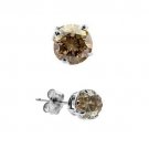 0.10 ct Chocolate Brown Diamond Solitaire Single Stud Earring 14K White Gold (SE1243-010WBR)