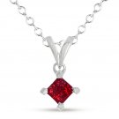 0.25 ct Princess Red Diamond 10k White Gold Pendant + Necklace Set (K4-025WRD-10KT)