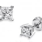 0.15 ct Princess Diamond Solitaire Basket Single Stud Earring 14K White Gold (SP015W)