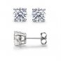 0.20 ct Round Diamond Basket Solitaire 14k White Gold Stud Earrings Set (R020W)