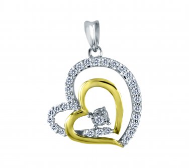 0.25ct Diamond Two-Tone 14k Yellow Gold Heart Pendant & Necklace Set (K1355-025W)