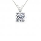 0.10 ct Round Diamond Basket Solitaire 14k White Gold Pendant + Necklace Set (KR010W)
