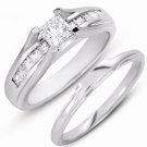 0.75 ct Princess Diamond Bridal Engagement Ring Wedding Band Set 14k White Gold (BR1018-PC-075W)