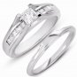 0.75 ct Princess Diamond Bridal Engagement Ring Wedding Band Set 14k White Gold (BR1018-PC-075W)