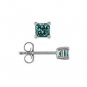 0.35 ct Blue Diamond Princess Solitaire 14K White Gold Single Stud Earring (SE1243-PC-035WBL)