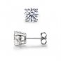 0.50 ct Round Diamond Solitaire Basket Single Stud Earring 14K White Gold (SR050W)