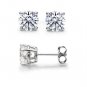 0.35 ct Round Diamond Basket Solitaire 14k White Gold Stud Earrings Set (R035W)