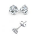 0.85 ct Round Diamond Martini Solitaire 14k White Gold Stud Earrings Set (R085W)