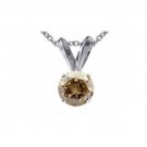 0.25 ct Chocolate Brown Round Diamond Solitaire 14K White Gold Pendant Set + GIFT (K1243-RD-025WBR)