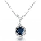 0.50 ct Black Diamond Solitaire Halo 14k White Gold Pendant & Necklace Set (K1295-050WB)