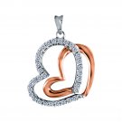 0.50 ct Round Diamond Two-Tone Heart 14k White Gold Pendant Necklace Set (K1354-050W)