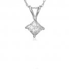 0.25 ct Princess Diamond Basket Solitaire 14k White Gold Pendant + Necklace Set (KP025W)